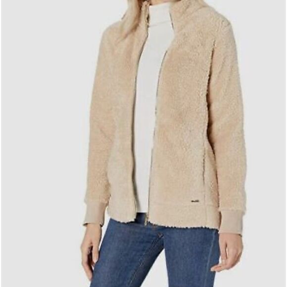 EXCELLENT LIKE NEW CONDITION WOMEN’S SIZE LARGE CALVIN KLEIN FULL ZIP TEDDY COAT - Picture 1 of 8